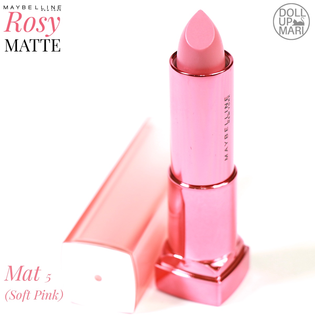 Maybelline Rosy Matte Mat 5 Soft Pink Review and Swatches