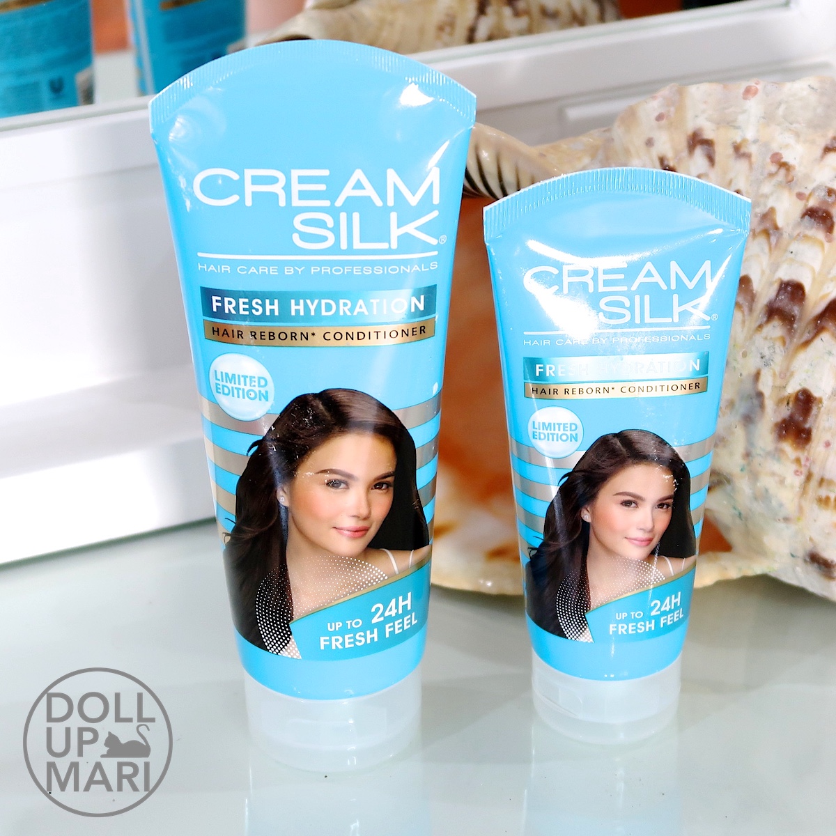 Cream Silk Fresh Hydration Conditioner Comparison Photo of 170mL and 340mL Pack Shots