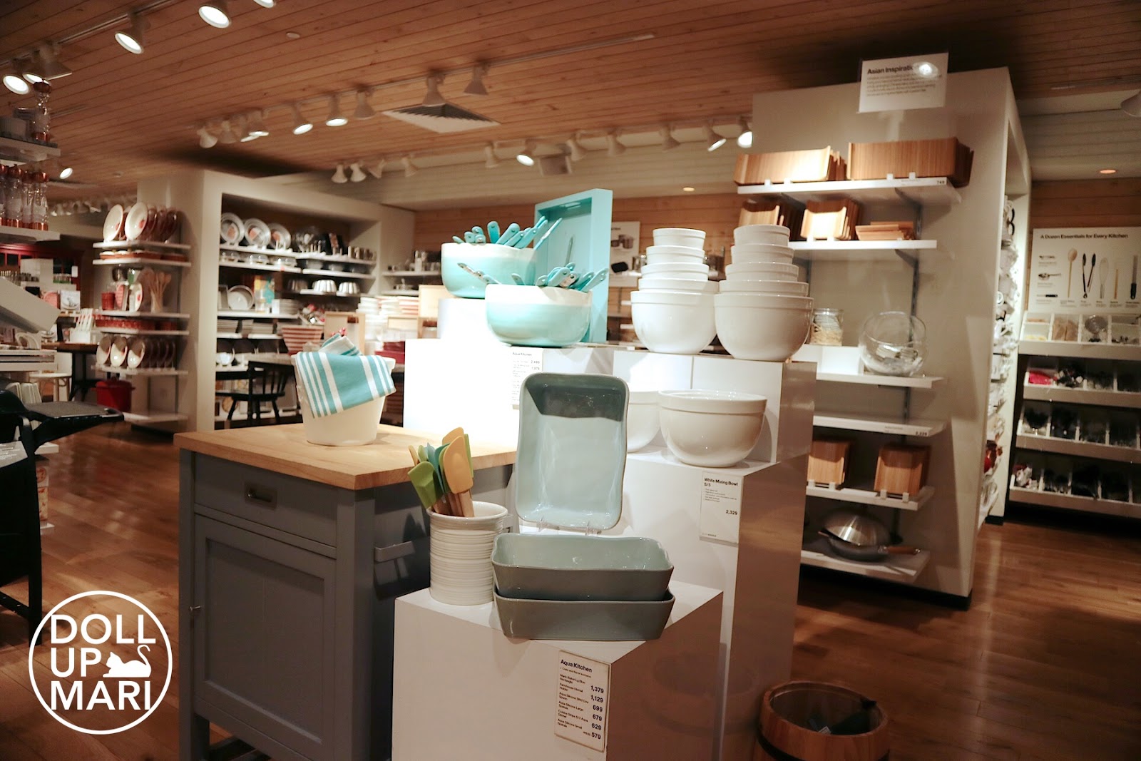 Crate and Barrel Blue Bakeware and White Bowls