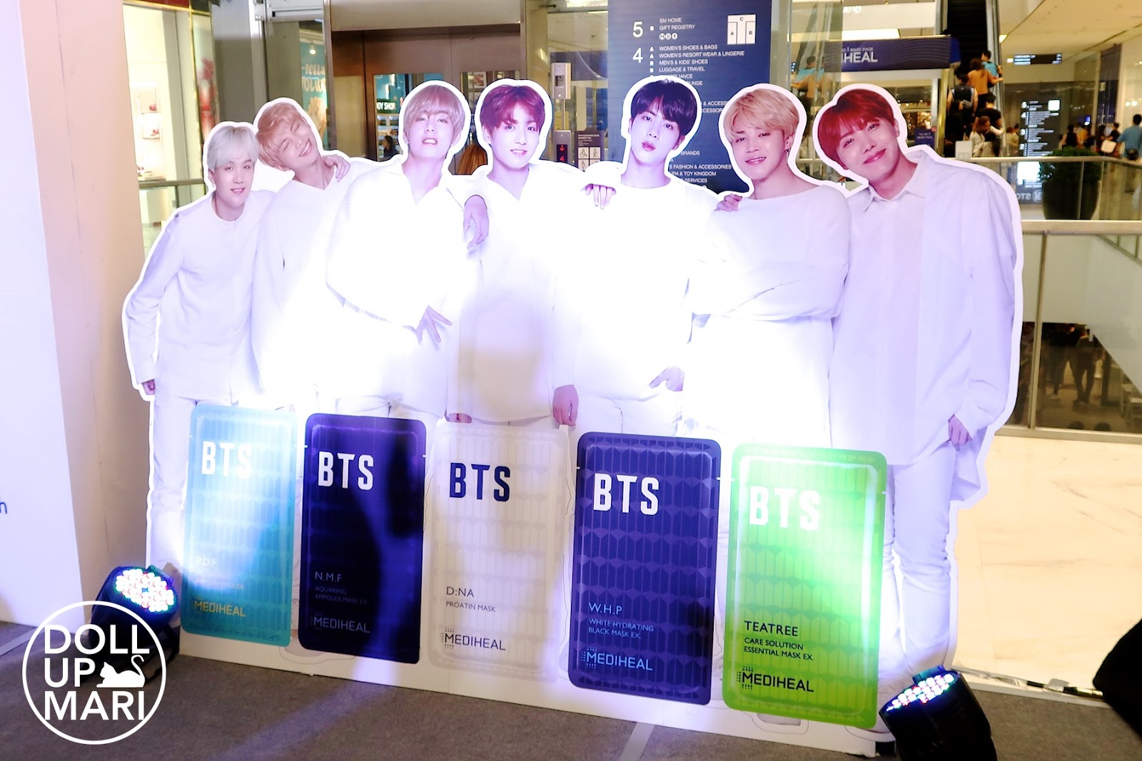 Standee of BTS With Their Limited Edition Collaboration Masks with Mediheal