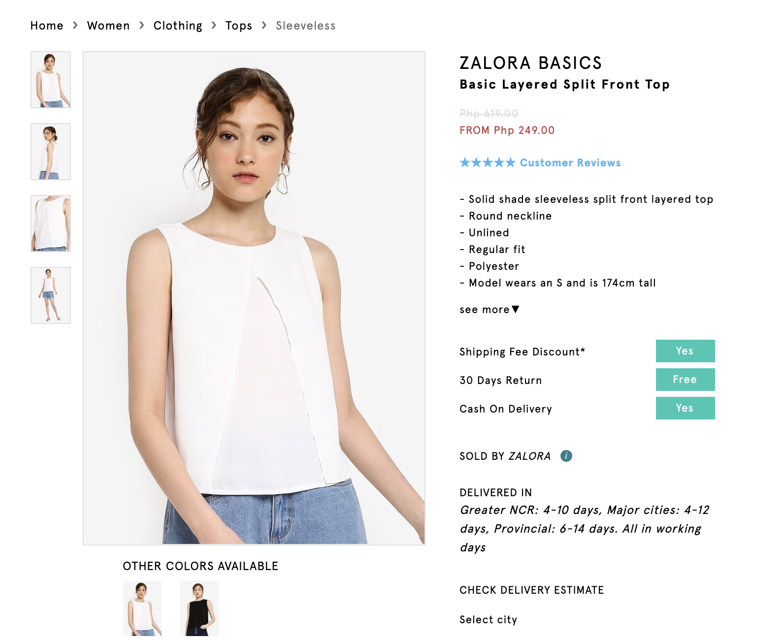 Screenshot of Zalora Basics Basic Layered Split Top