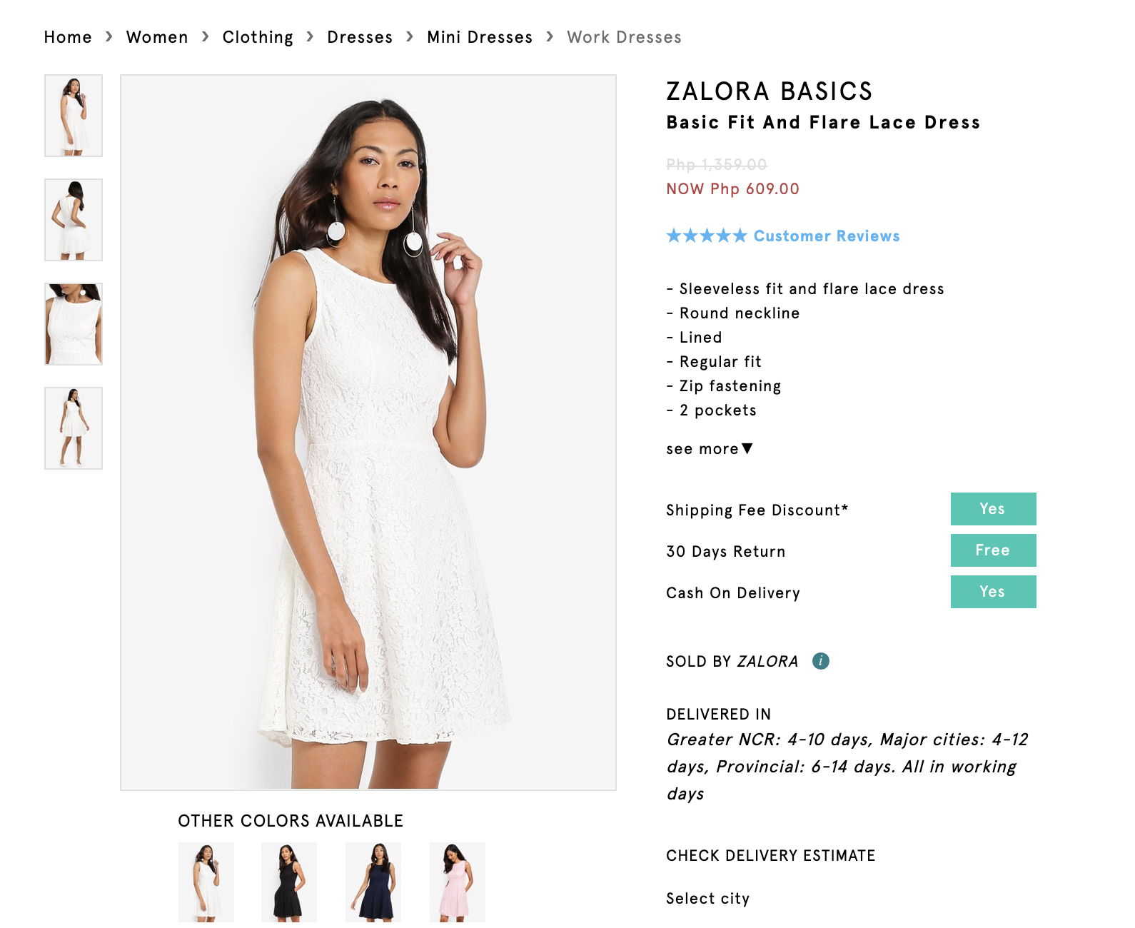 Screenshot of Zalora Basics Basic White Dress