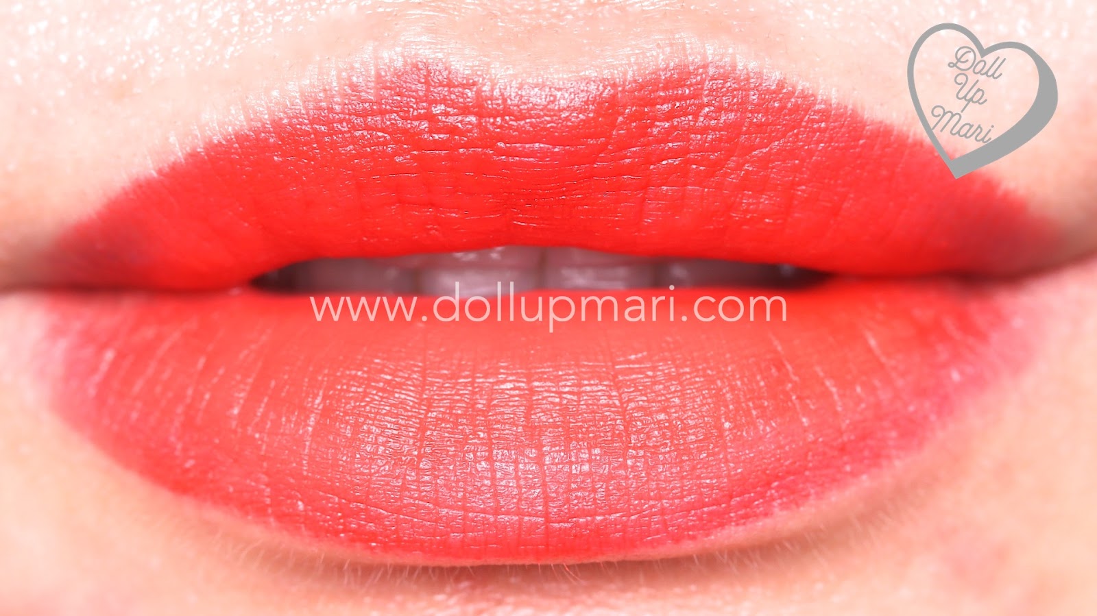 lip swatch of Coral Fever shade of AVON Perfectly Matte Lipstick