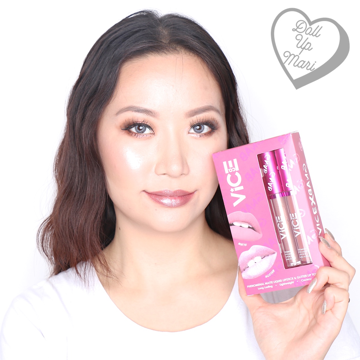 Mari wearing both matte liquid lipstick and glitter topper of the Saveeeh set of Vice X Bang lip set collection