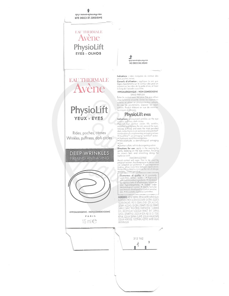 Box Scan of Avène PhysioLift Eye Contour Cream