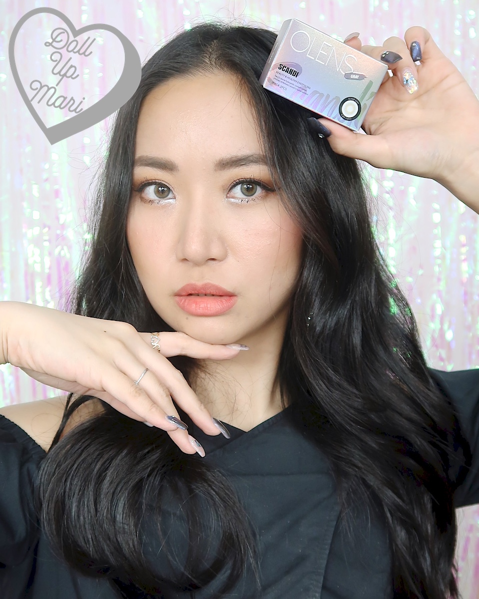 dollupmari wearing OLens Scandi Gray BlackPink Contact Lenses