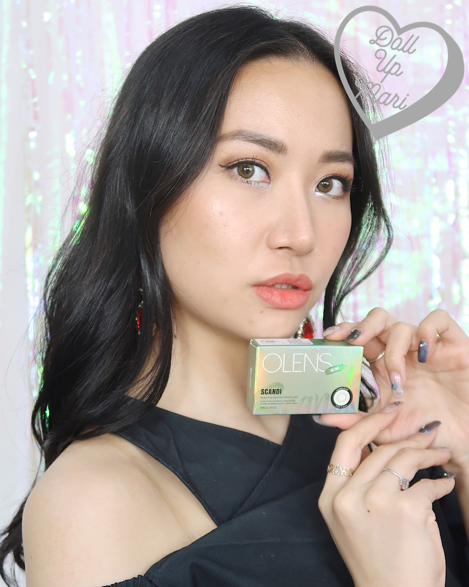 dollupmari wearing OLens Scandi Olive BlackPink Contact Lenses