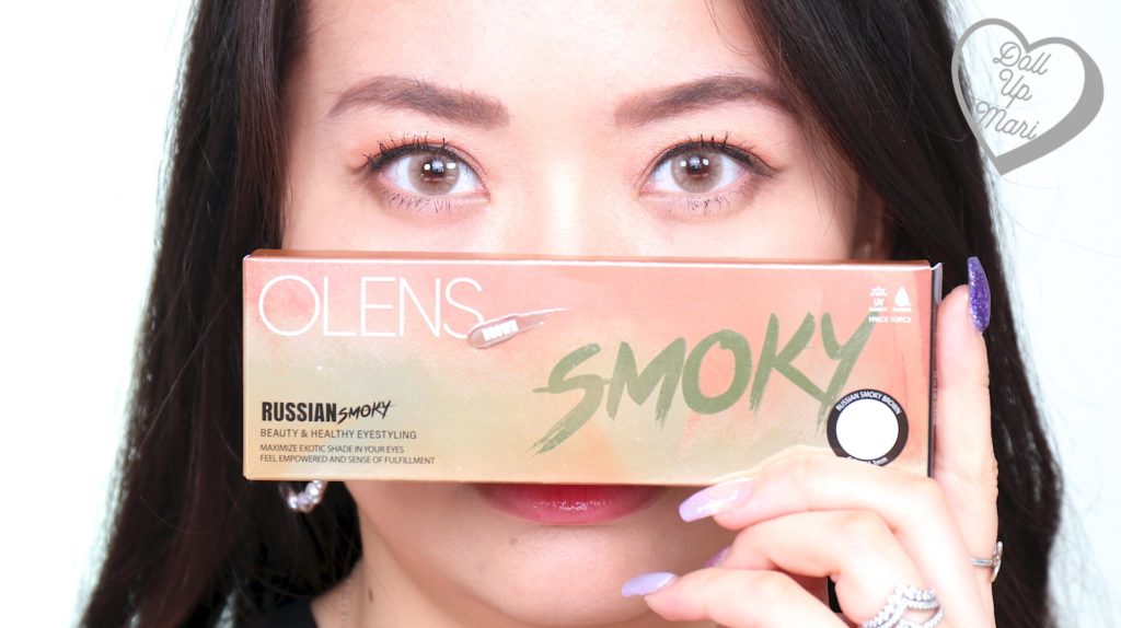 Mari zoom shot wearing Olens Russian Smoky Contact Lens (Hazel)